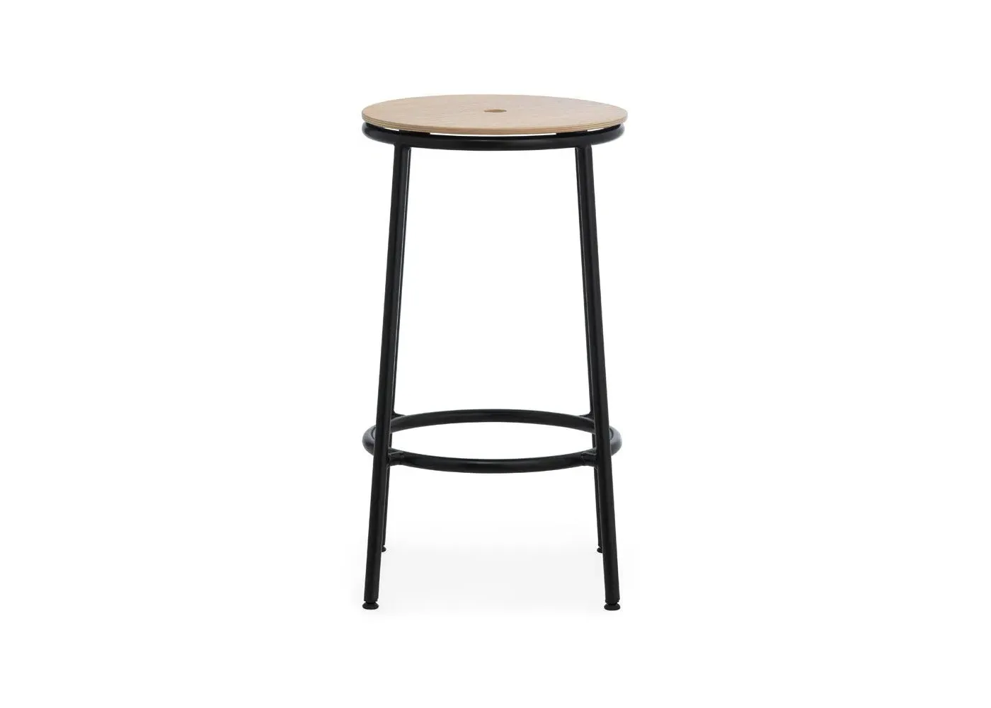 Barstool with Oak Seat - Light Wood, Steel image