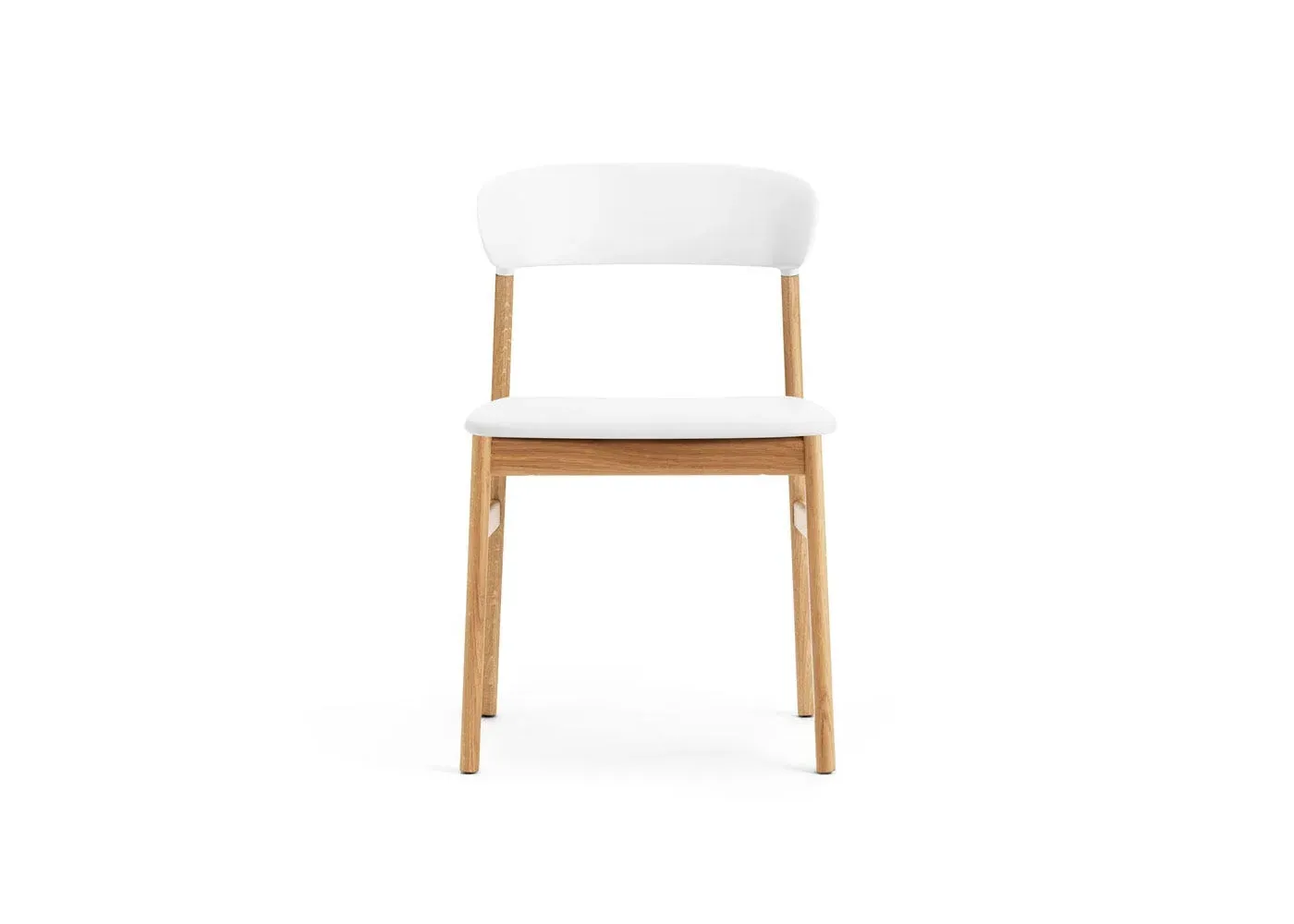 Dining Chair with Oak Legs - White, Leather image