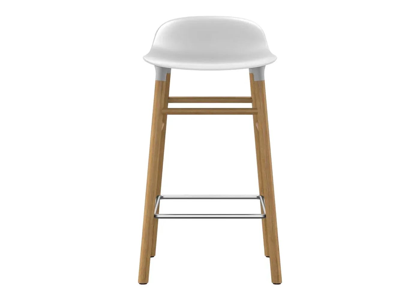 Form Barstool with Oak Legs - White, Plastic