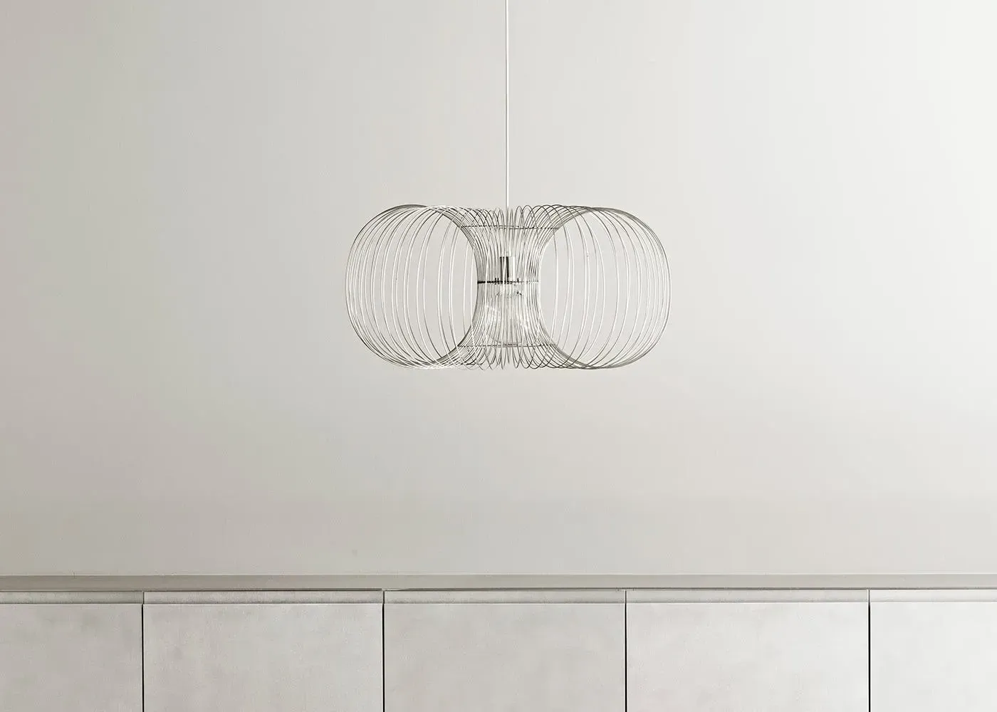 Large Pendant Light Coil Design - Silver, Metal