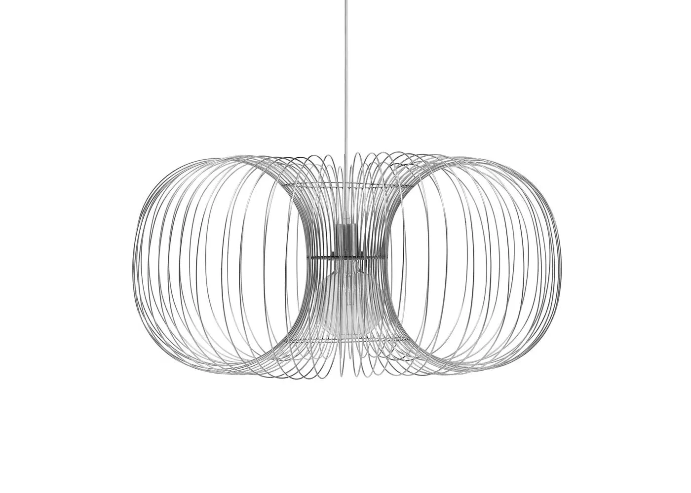 Large Pendant Light Coil Design - Silver, Metal