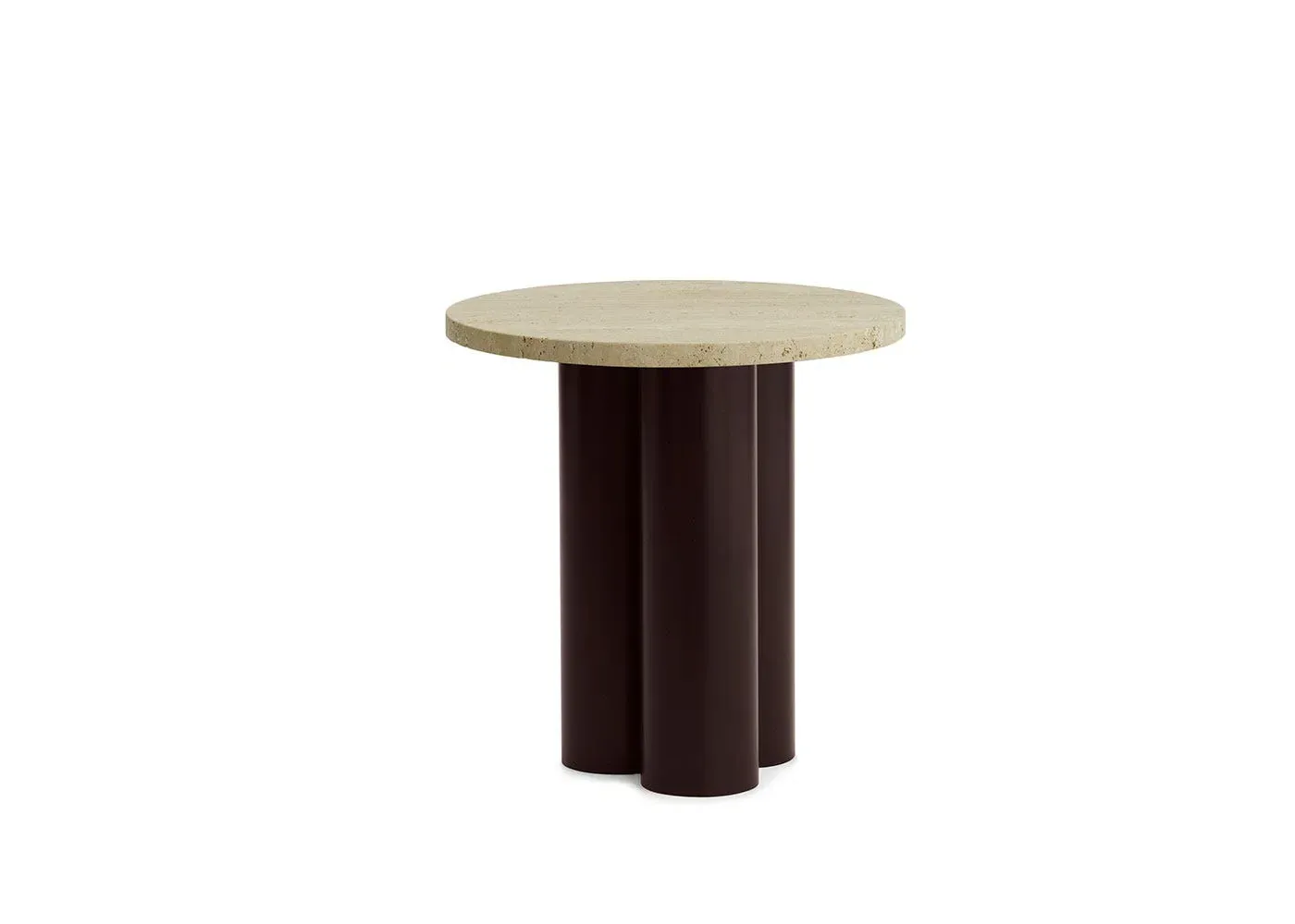 Round Side Table - Brown, Travertine