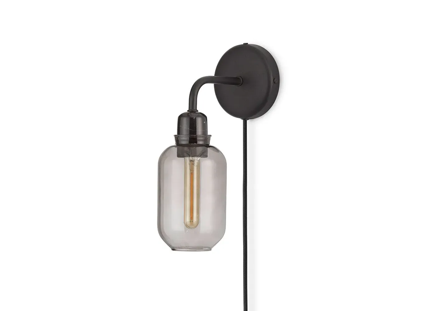 Wall Light with Smoke Glass - Grey, Metal image