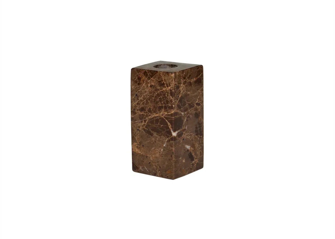 Tall Square Candle Holder - Brown
