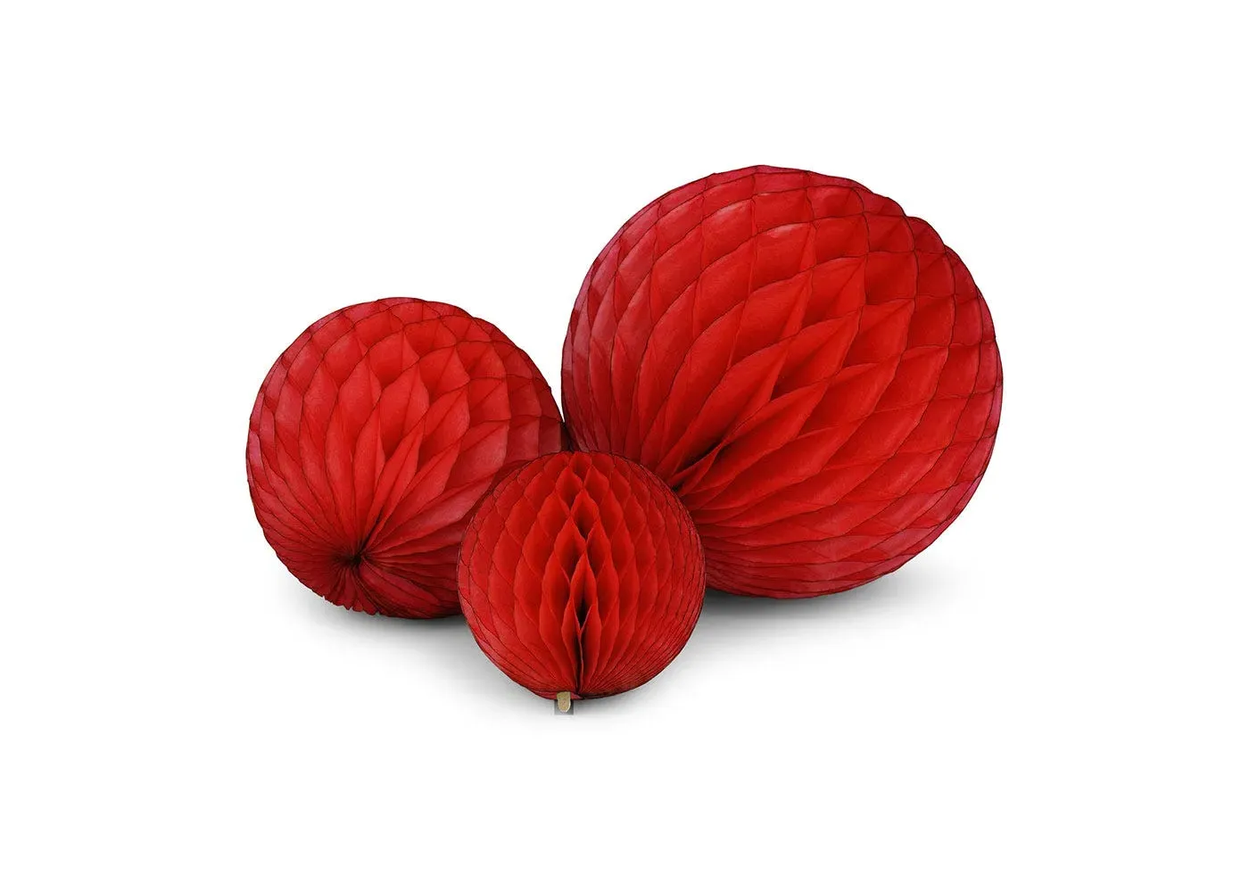 3-Piece Honeycomb Ball Decoration Set - Red, Paper image