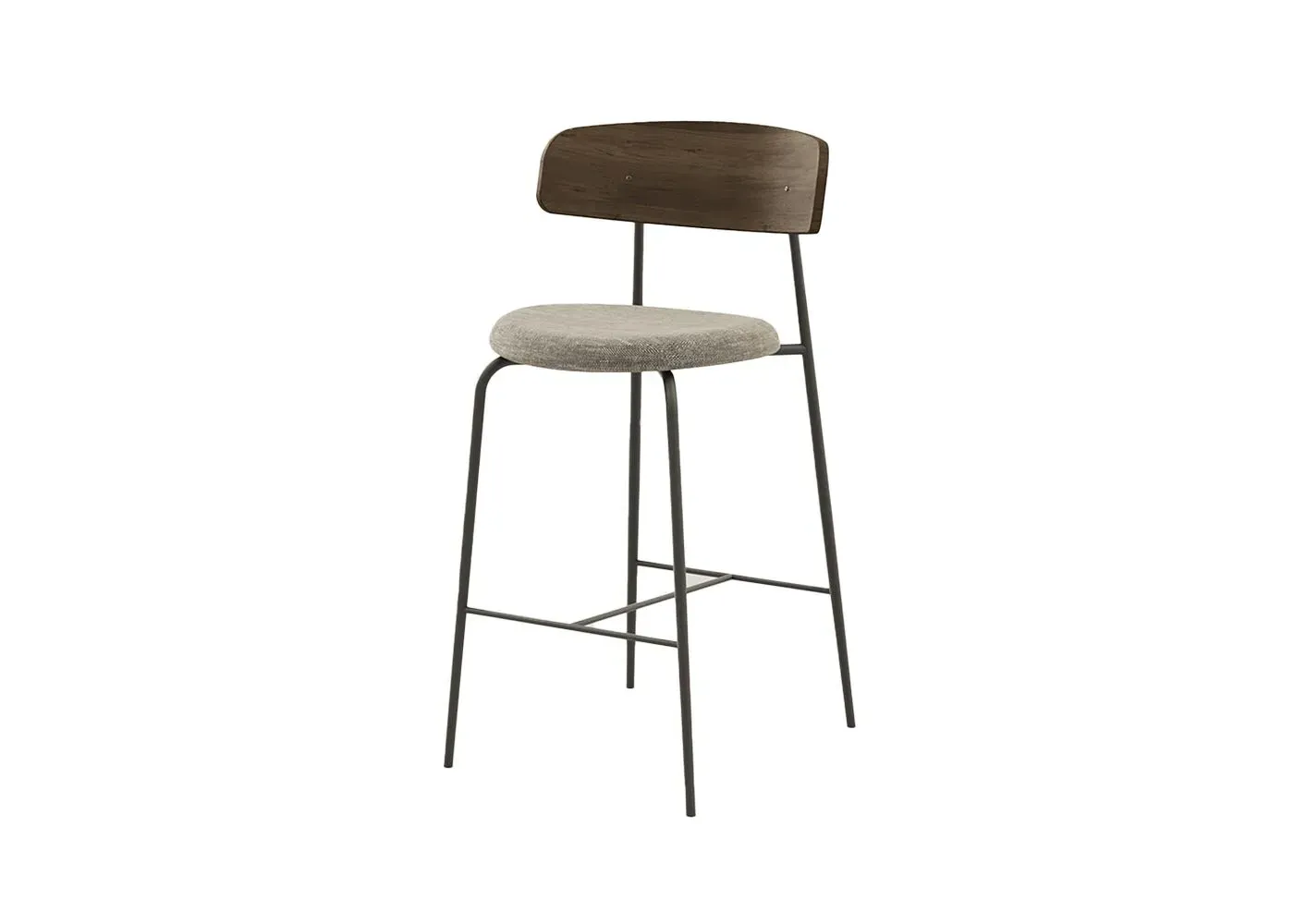 Bar Chair with Back - Natural, Dark Walnut image
