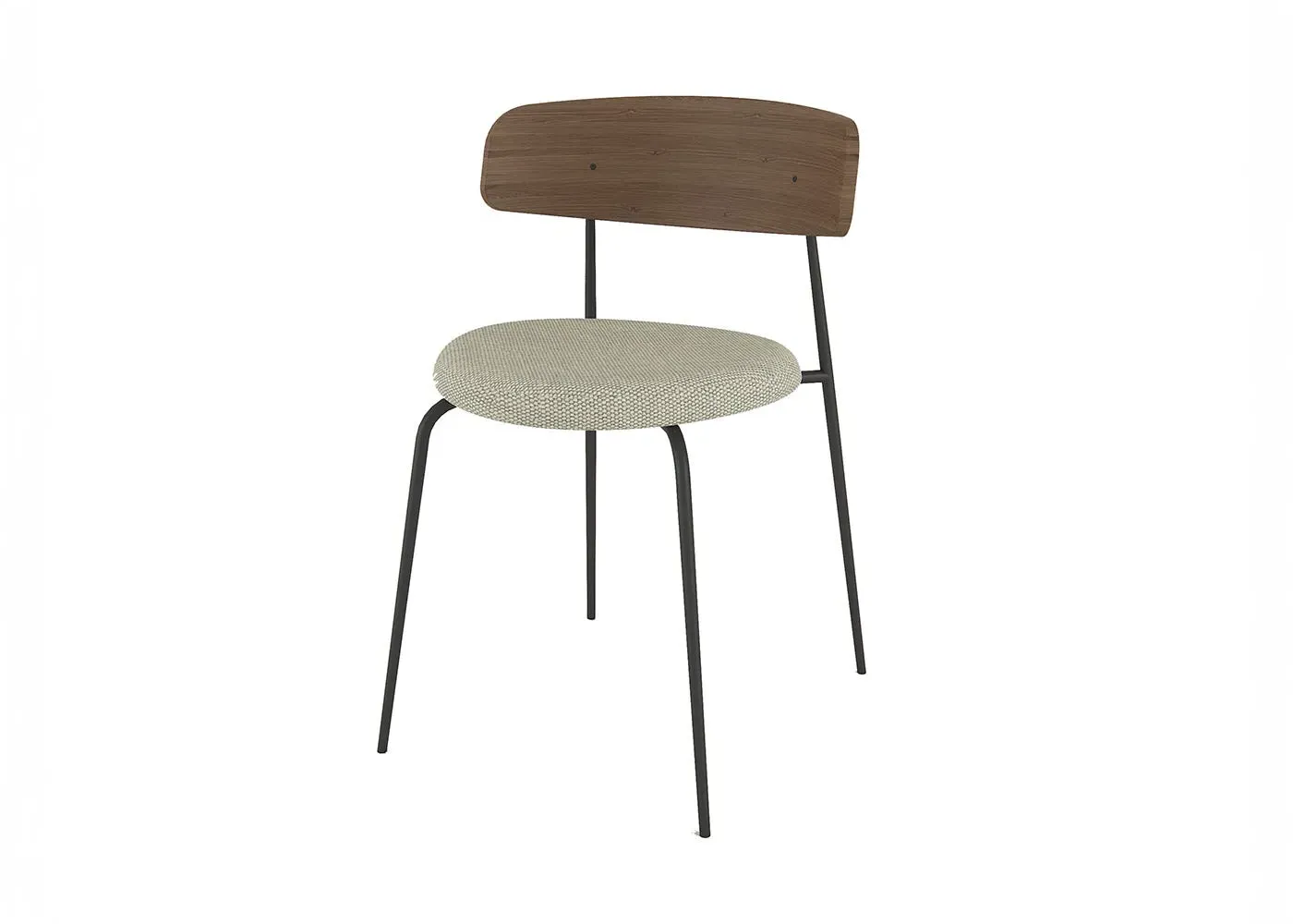 Metal Chair with Back Pad - Natural, Walnut image