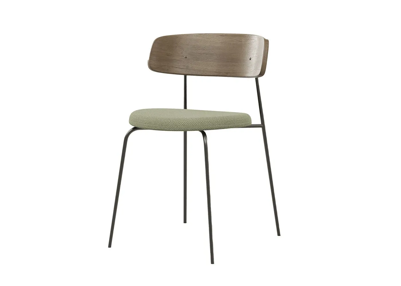 Metal Chair with Cover - Green, Walnut
