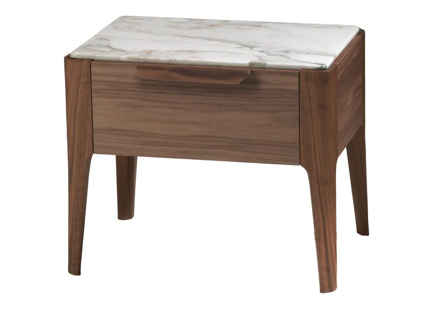 Bedside Table with Marble Top - Walnut, Wood image
