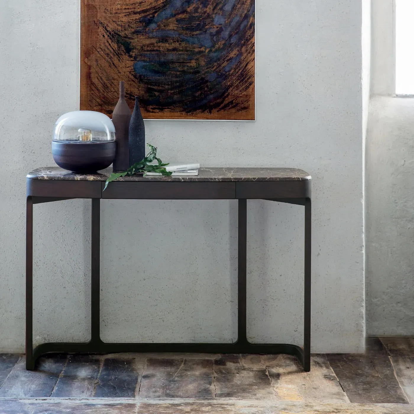 Console Table with Drawer - Brown, Marble