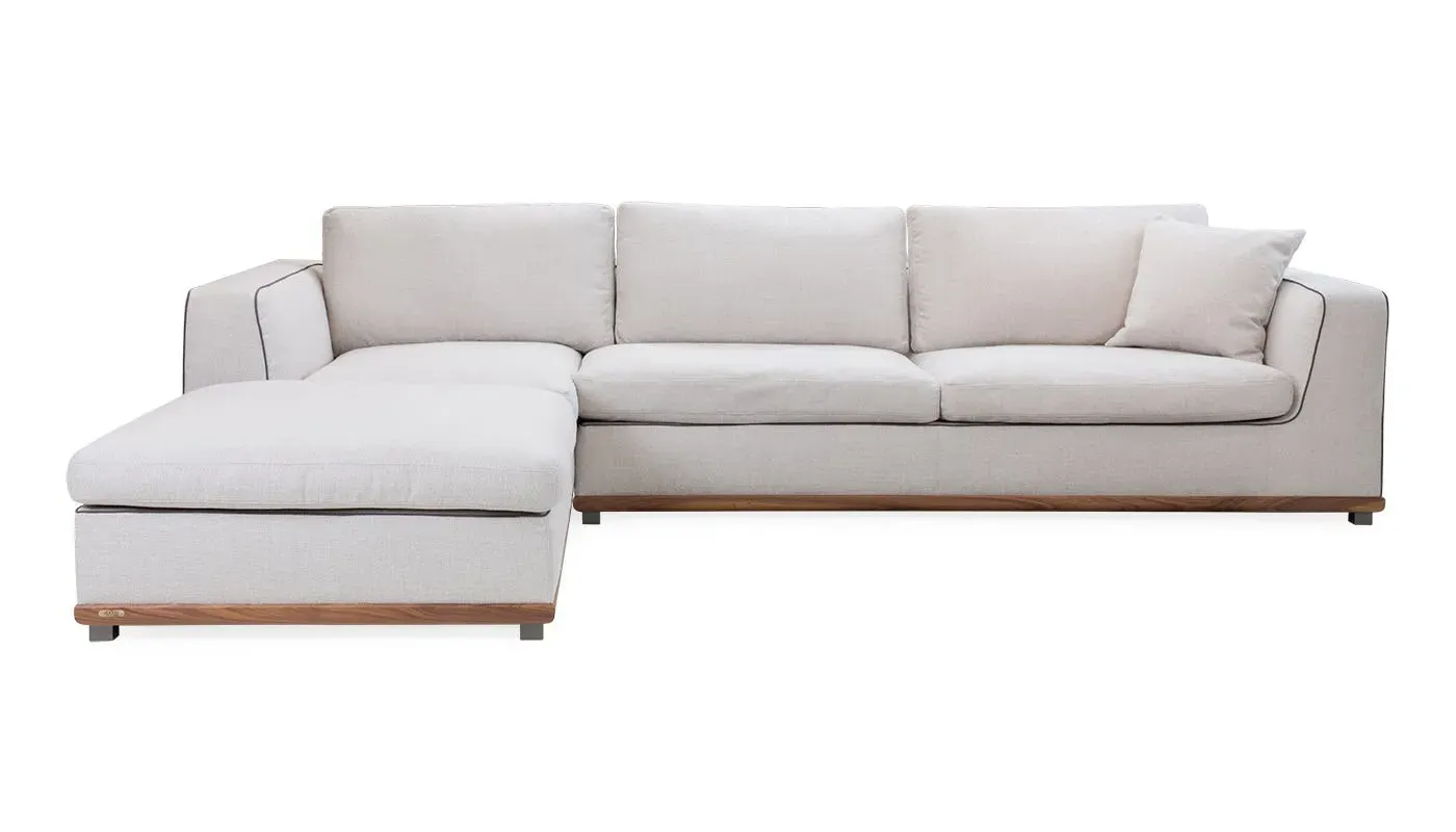 Corner Sofa with Brass Feet - Natural, Walnut image