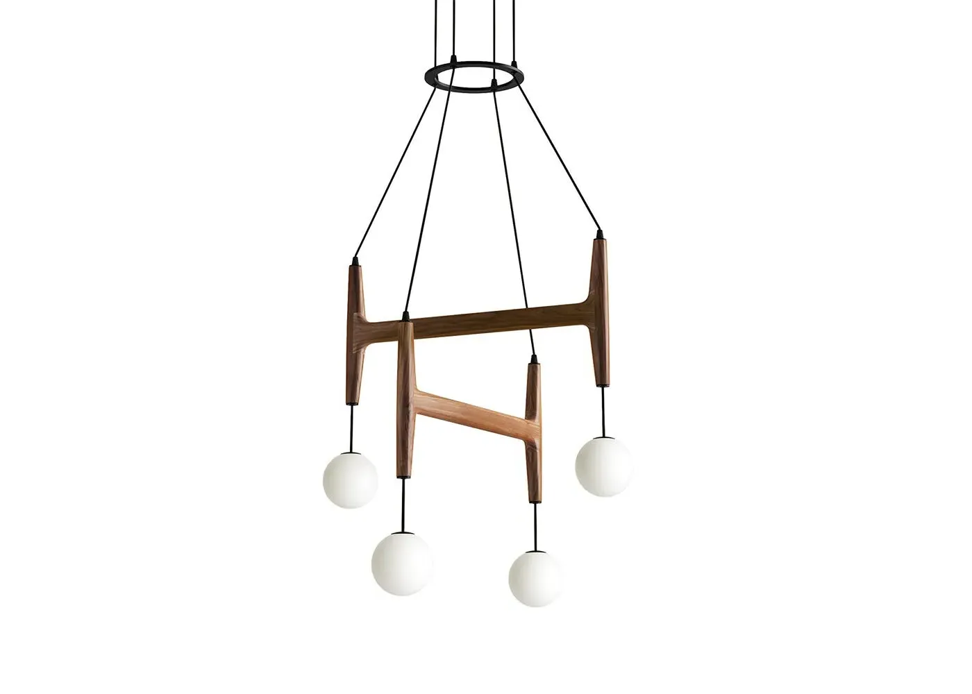 Double Pendant Light - Dark Wood, Walnut
