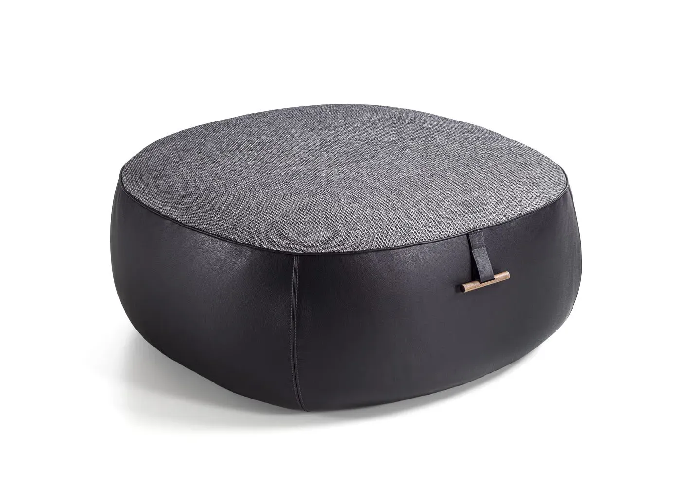 Large Pouf - Grey, Leather