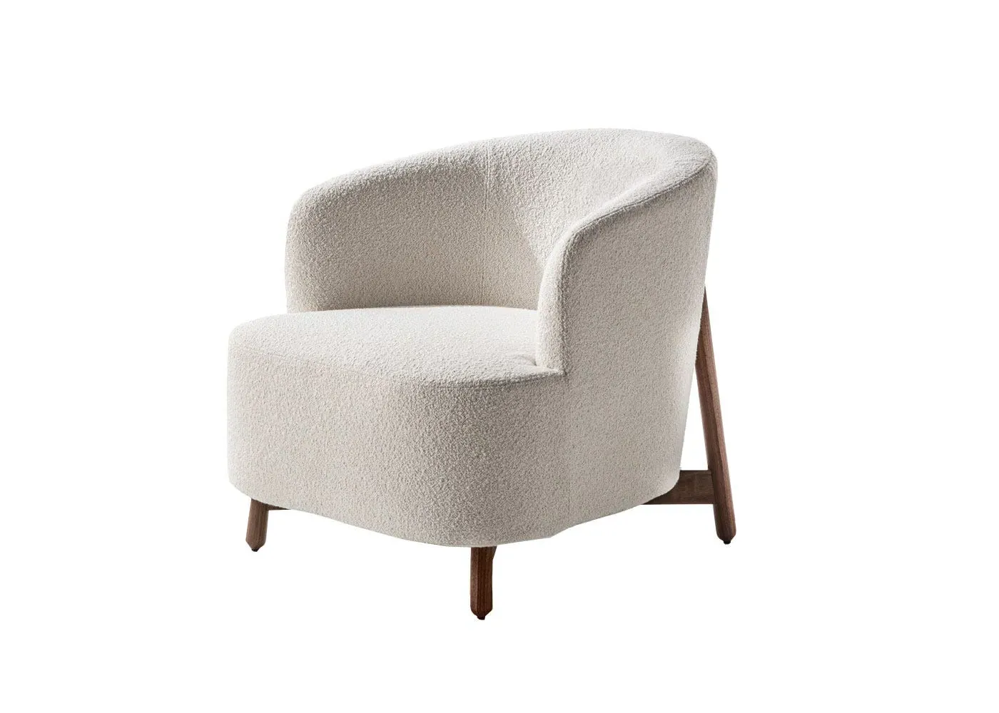 Lounge Chair with Walnut Base - Cream, Bouclé image