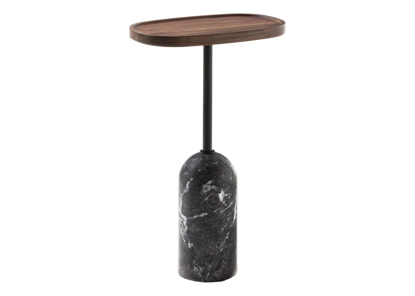 Oval Side Table H60 - Black, Stone Base