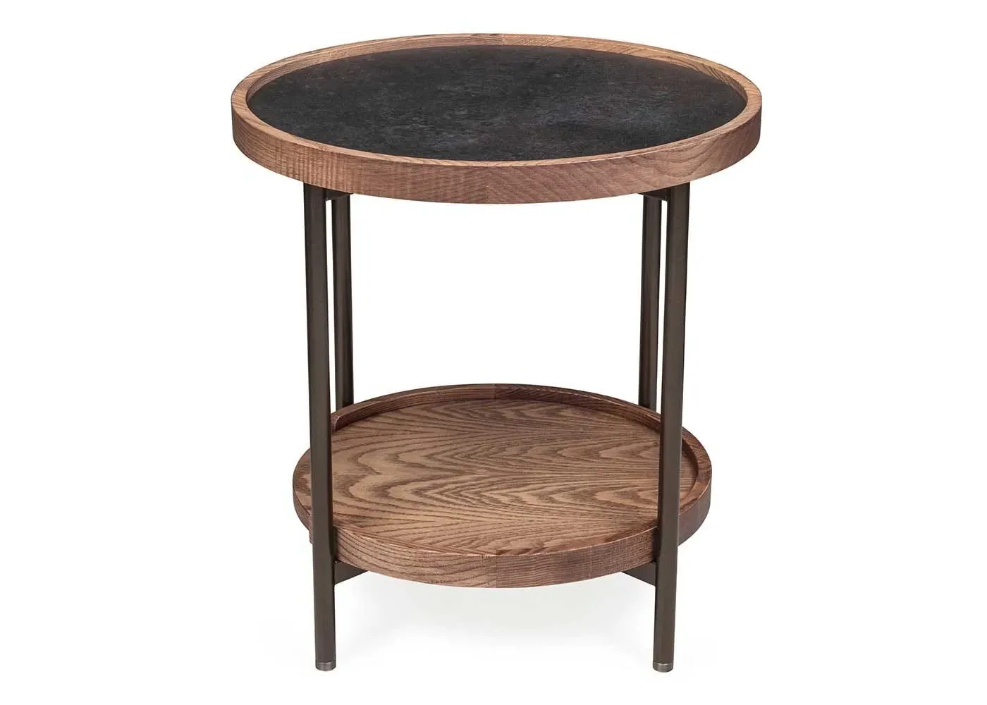 Round Side Table - Dark Wood, Ash Wood