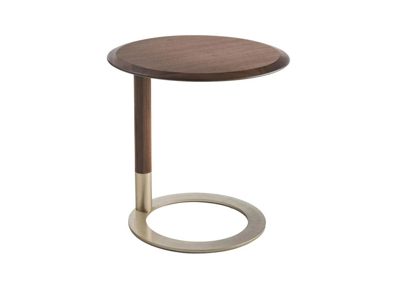 Round Side Table - Walnut, Brass Base image