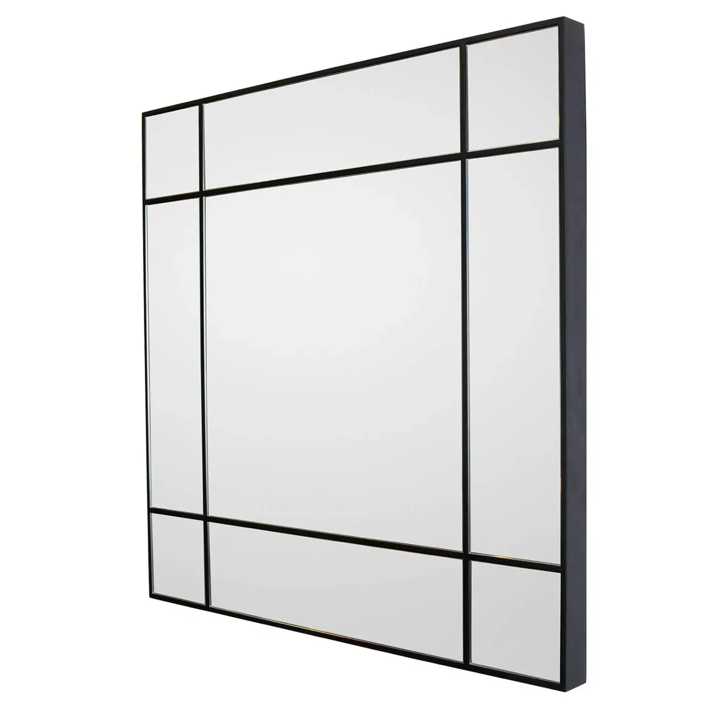 Square Mirror Geometric Frame - Black, Wood image