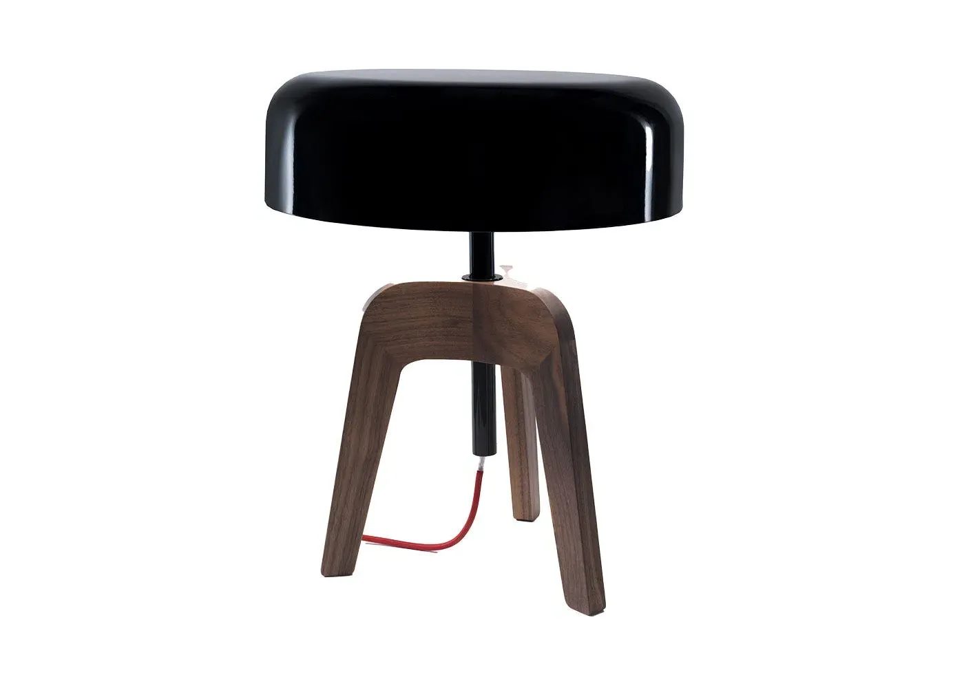 Table Lamp with Black Shade - Walnut Wood image