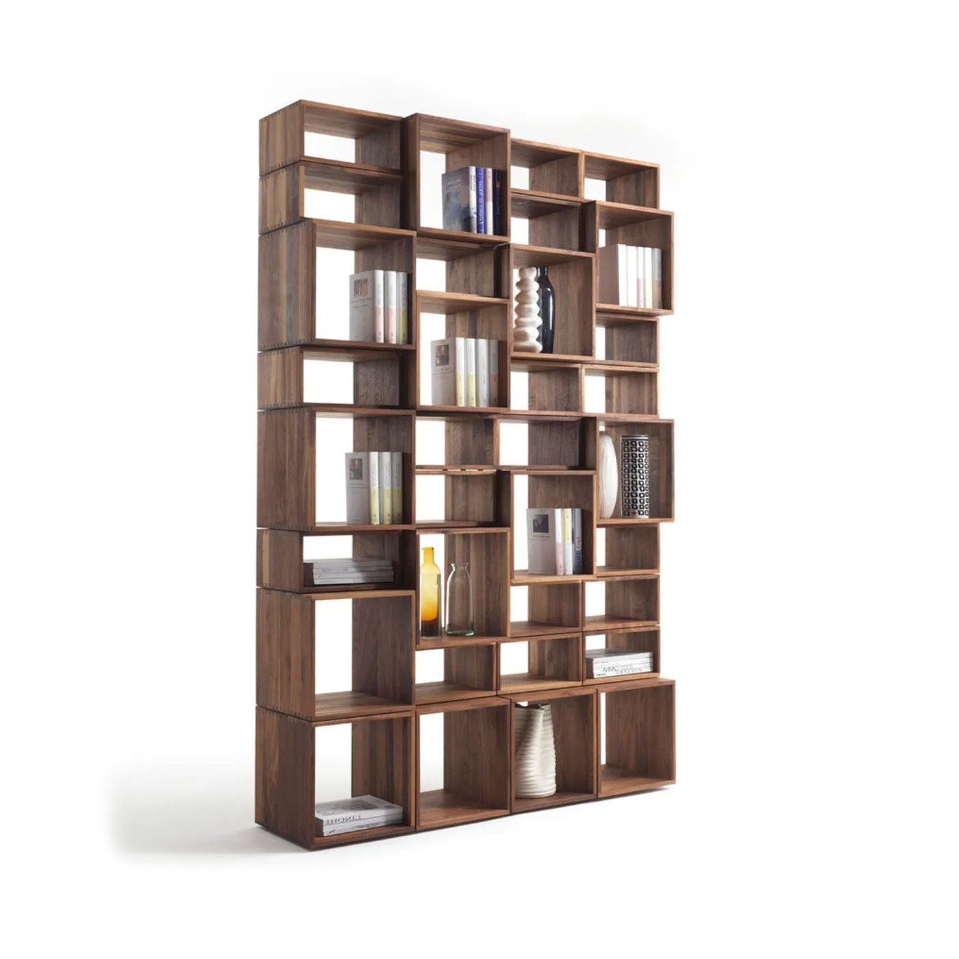 4-Shelf Modular Bookshelf - Dark Wood, Walnut