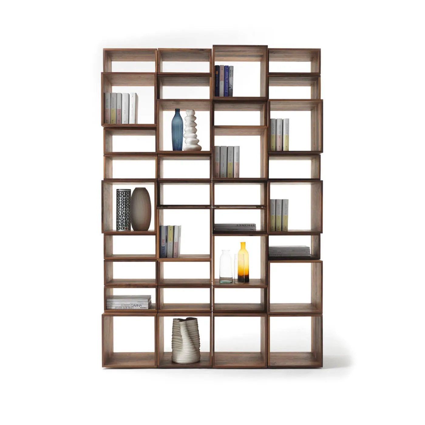 4-Shelf Modular Bookshelf - Dark Wood, Walnut image