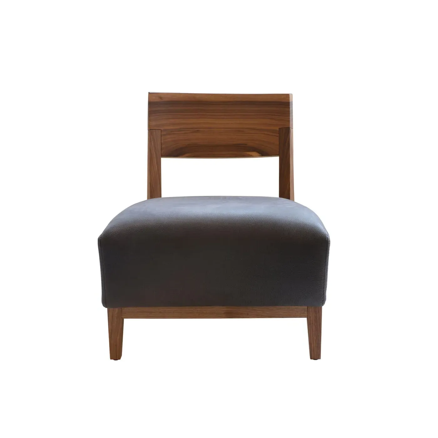 Armchair with Curved Back - Black, Walnut