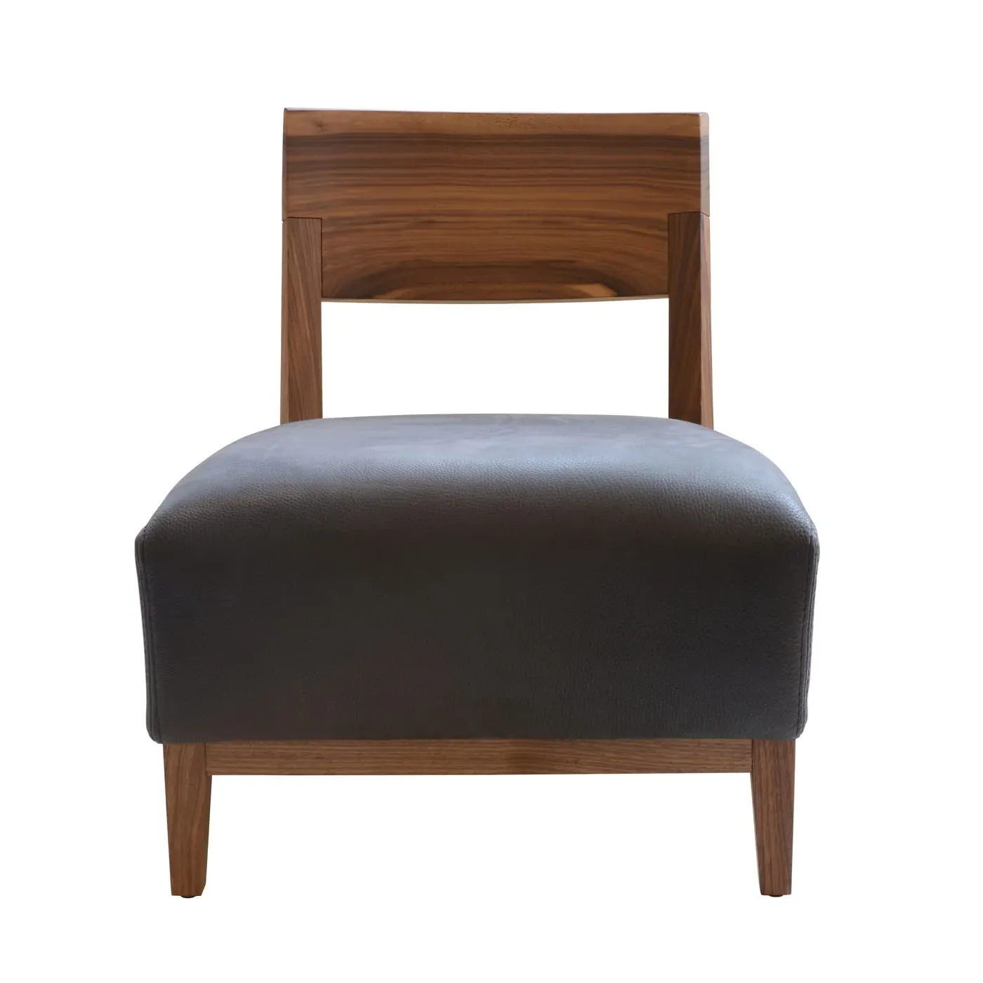 Armchair with Curved Back - Black, Walnut