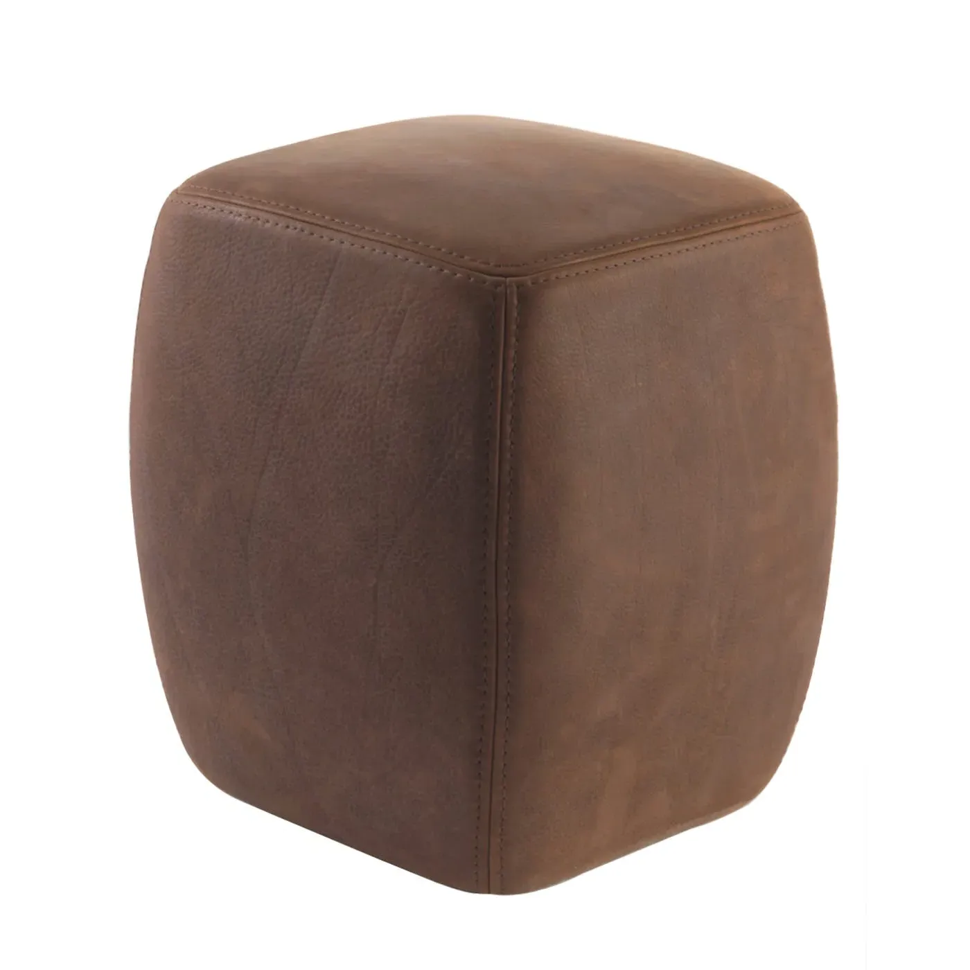 Betty Pouf with Cushioning - Brown, Leather