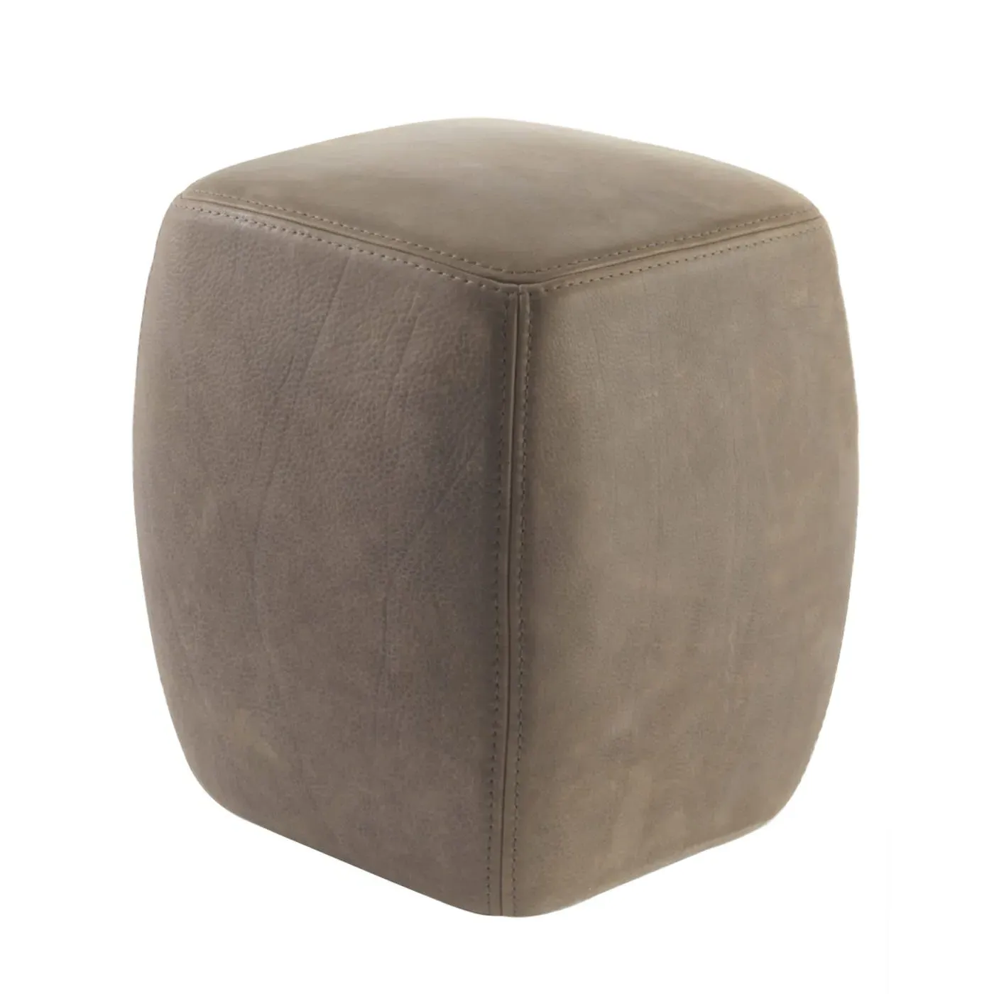 Betty Pouf with Cushioning - Taupe, Leather