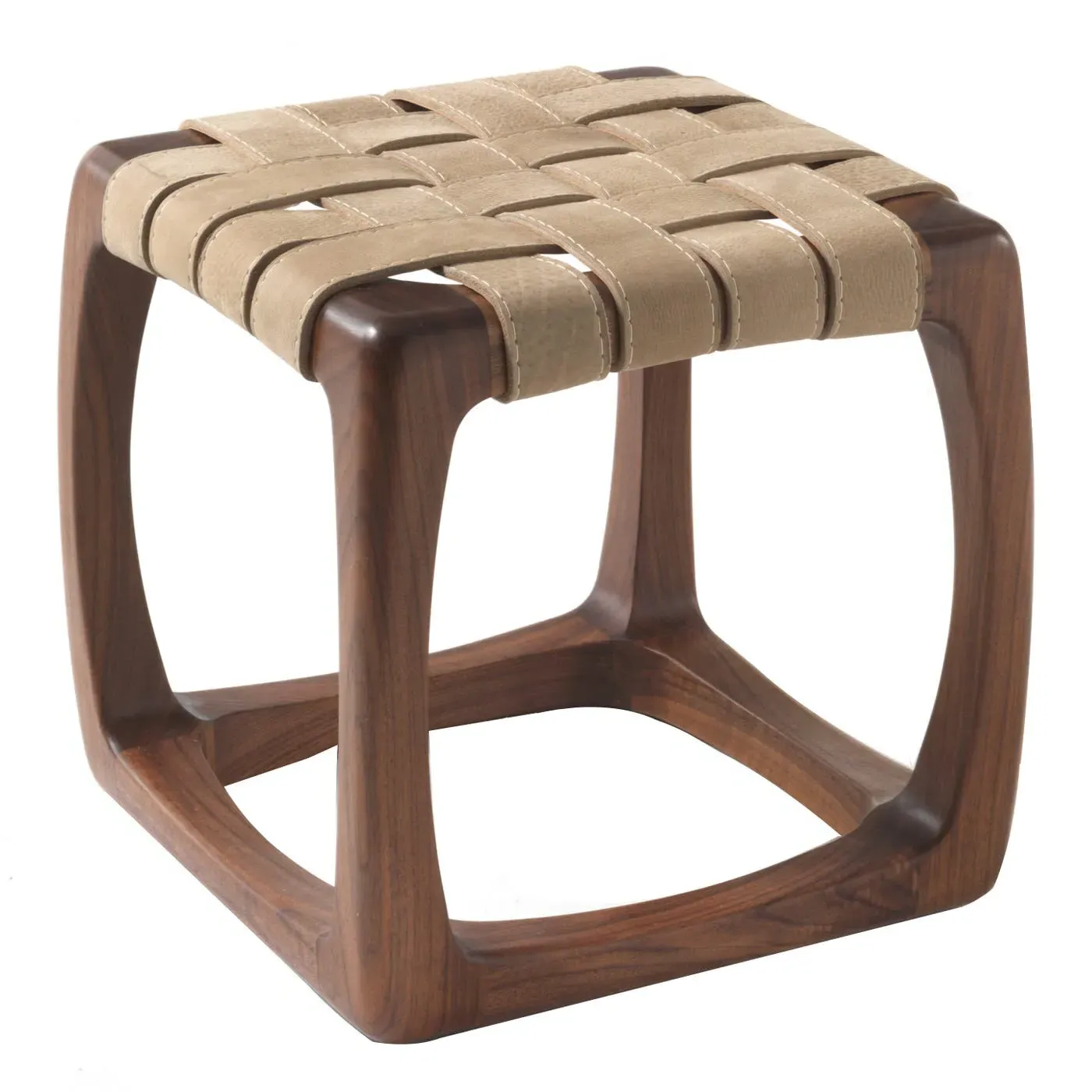 Bungalow Stool with Leather Straps - Walnut image