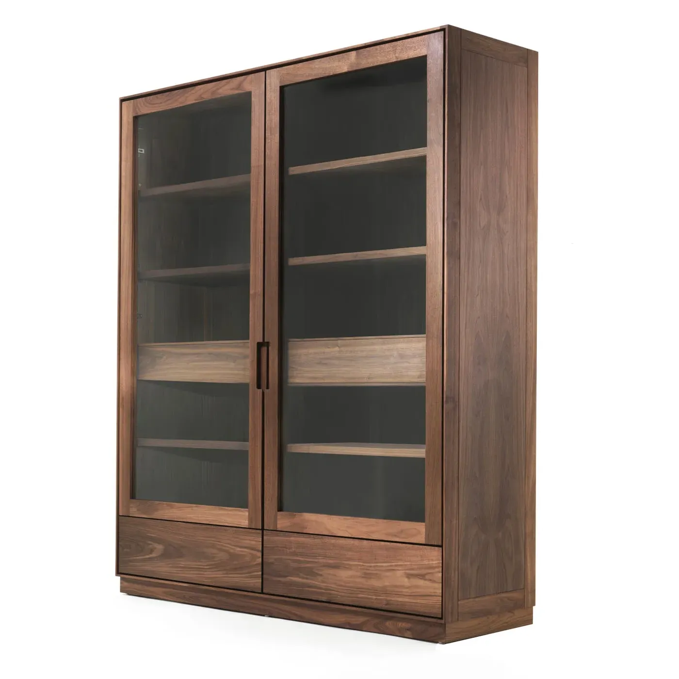Cabinet with Glass Doors - Dark Wood, Walnut