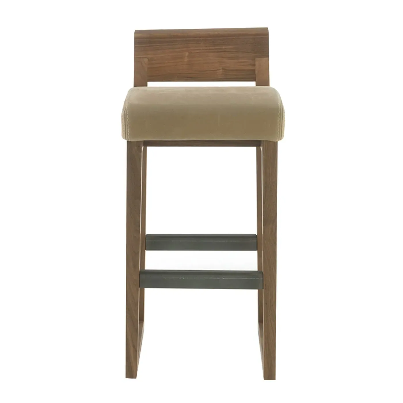 Hi Bar Stool with Backrest - Olive, Nubuck Leather