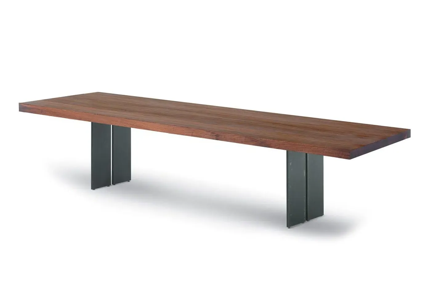 Solid Wood Bench with Metal Base - Oak image