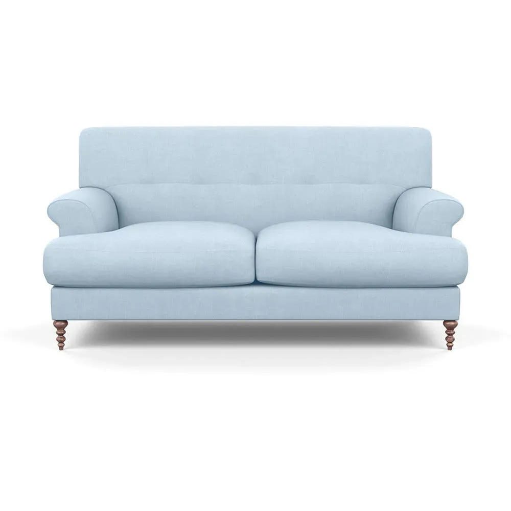 2-Seater Sofa with Feather Cushions - Blue, Cotton