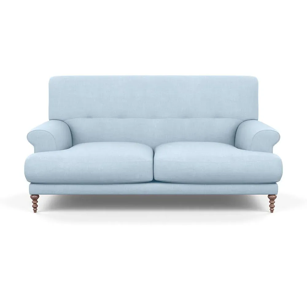 2-Seater Sofa with Feather Cushions - Blue, Cotton