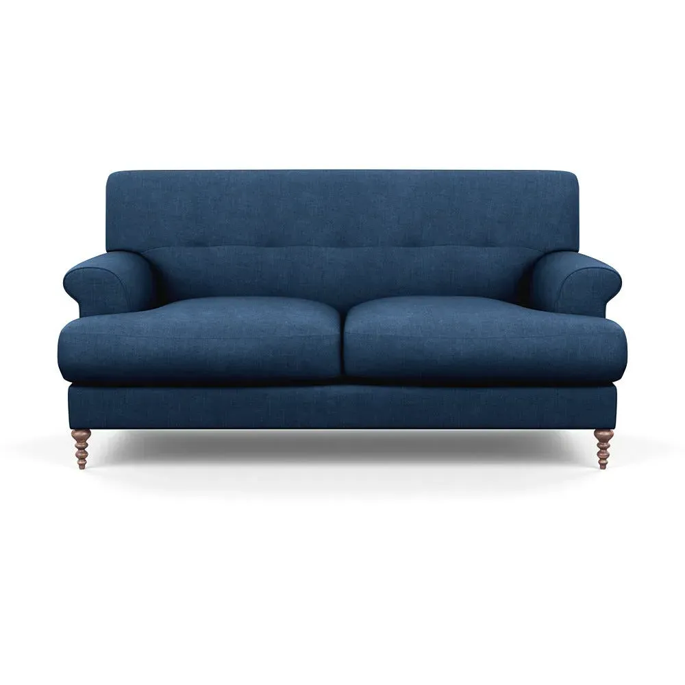 2-Seater Sofa with Feather Cushions - Blue, Linen