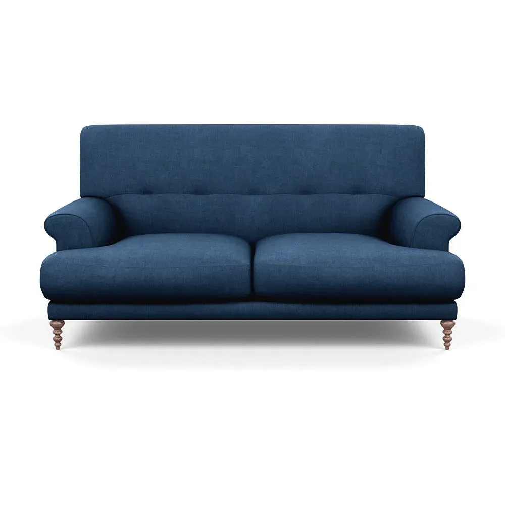 2-Seater Sofa with Feather Cushions - Blue, Linen