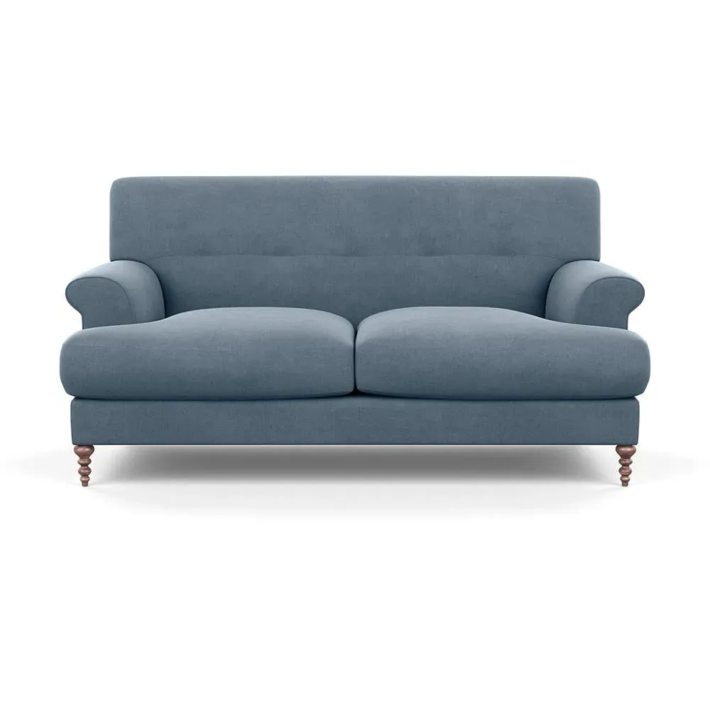 2-Seater Sofa with Feather Cushions - Blue, Linen