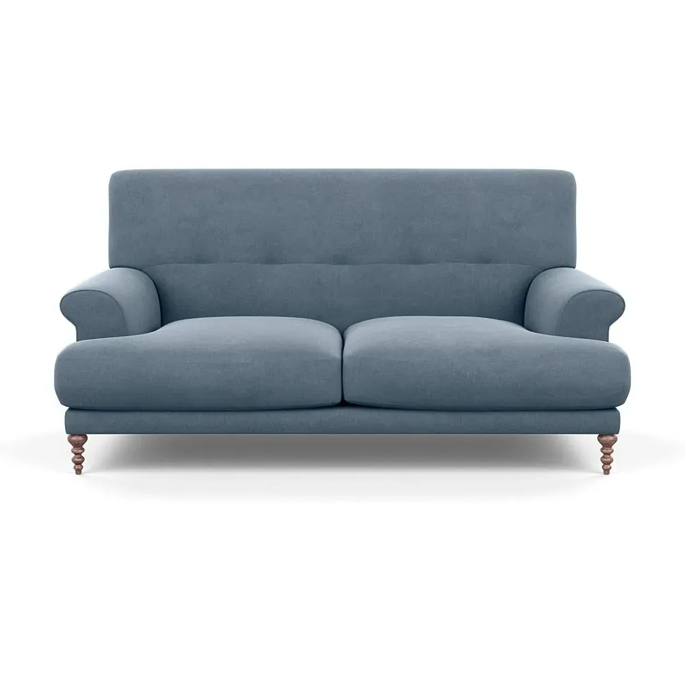 2-Seater Sofa with Feather Cushions - Blue, Linen