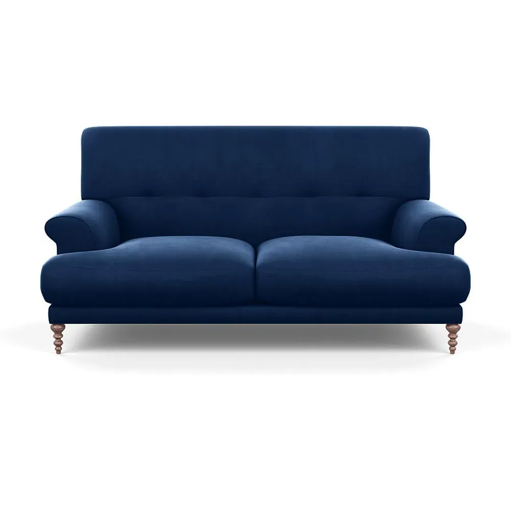 2-Seater Sofa with Feather Cushions - Blue, Velvet