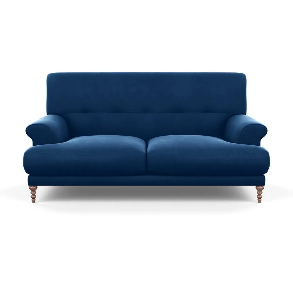 2-Seater Sofa with Feather Cushions - Blue, Velvet