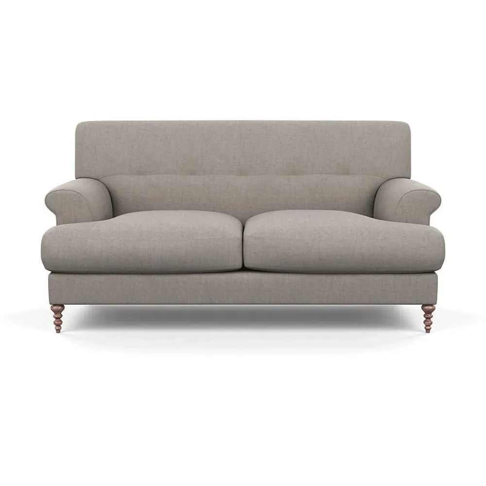 2-Seater Sofa with Feather Cushions - Brown, Fabric
