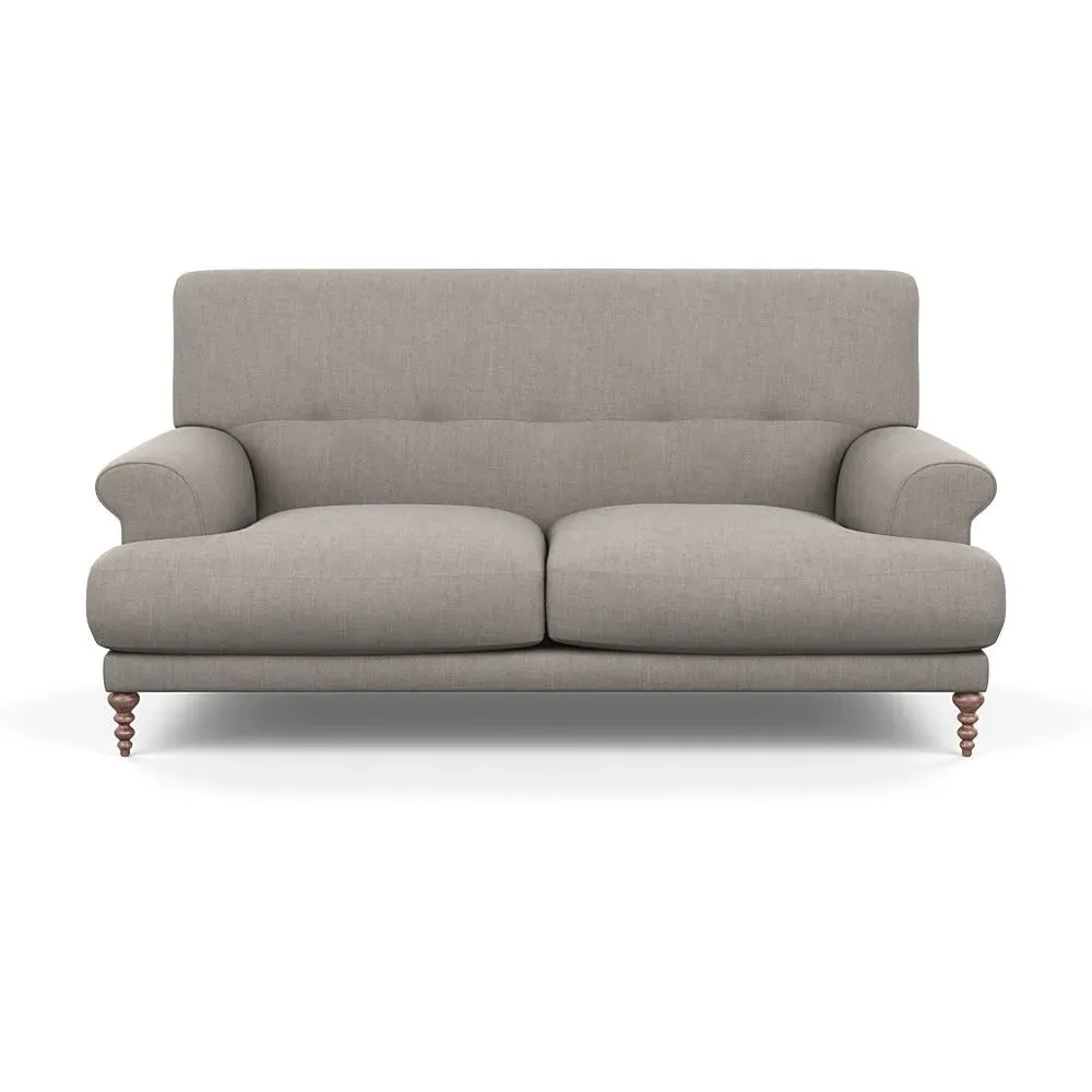 2-Seater Sofa with Feather Cushions - Brown, Fabric