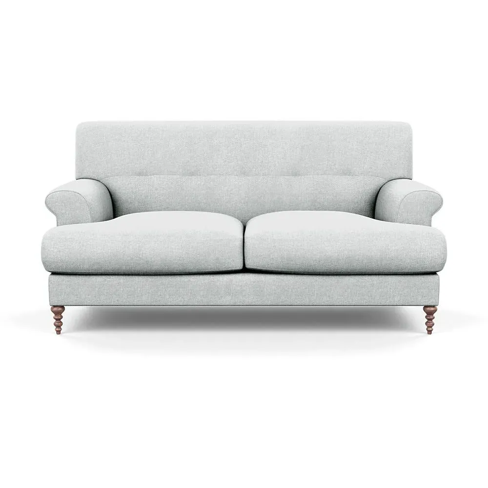 2-Seater Sofa with Feather Cushions - Grey, Fabric