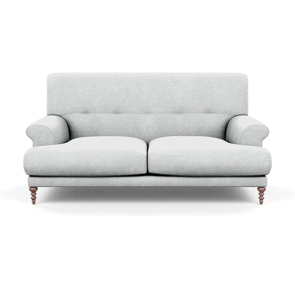 2-Seater Sofa with Feather Cushions - Grey, Fabric