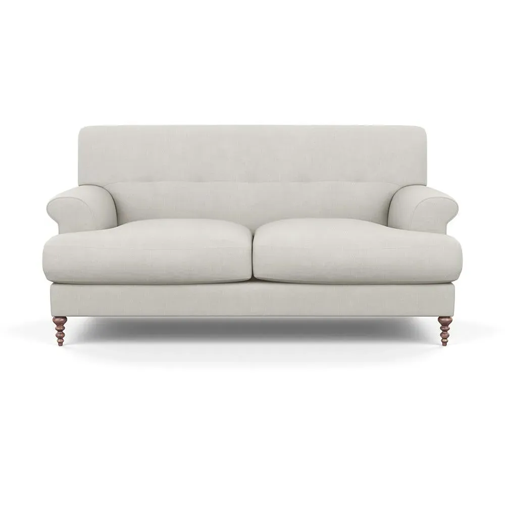 2-Seater Sofa with Feather Cushions - Grey, Linen