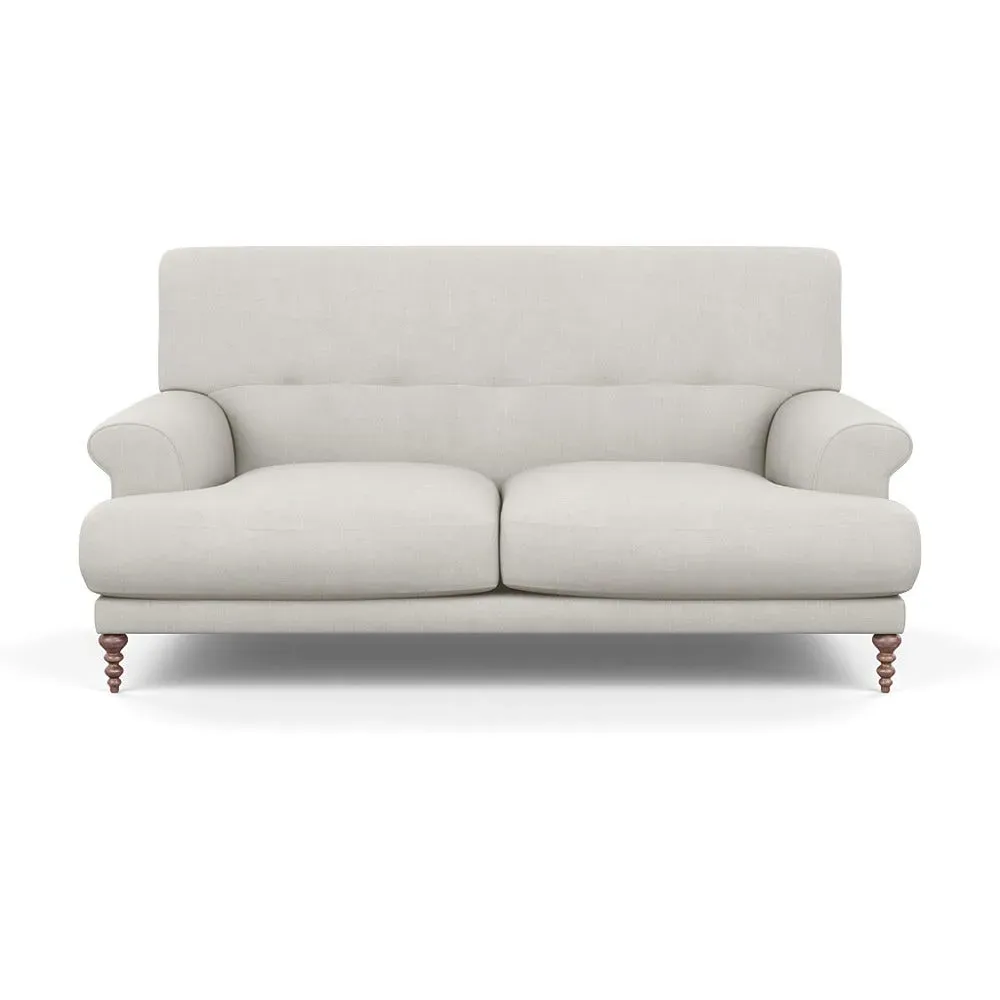 2-Seater Sofa with Feather Cushions - Grey, Linen