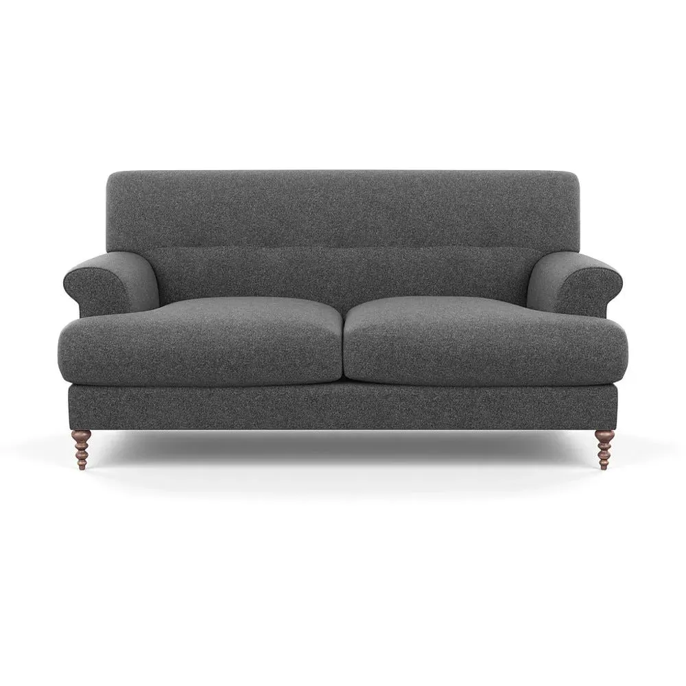 2-Seater Sofa with Feather Cushions - Grey, Wool