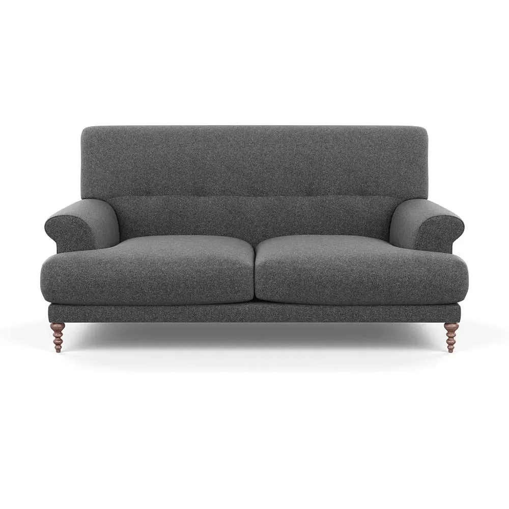 2-Seater Sofa with Feather Cushions - Grey, Wool
