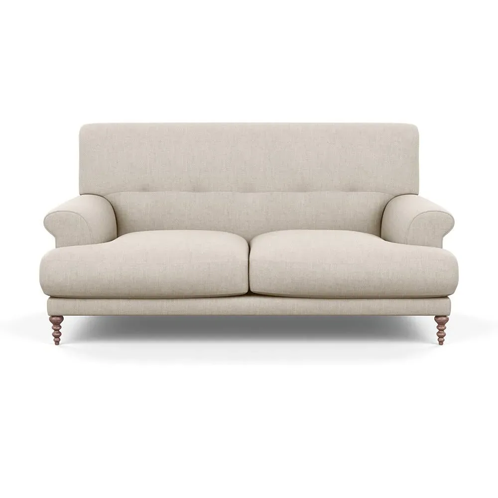 2-Seater Sofa with Feather Cushions - Natural, Fabric